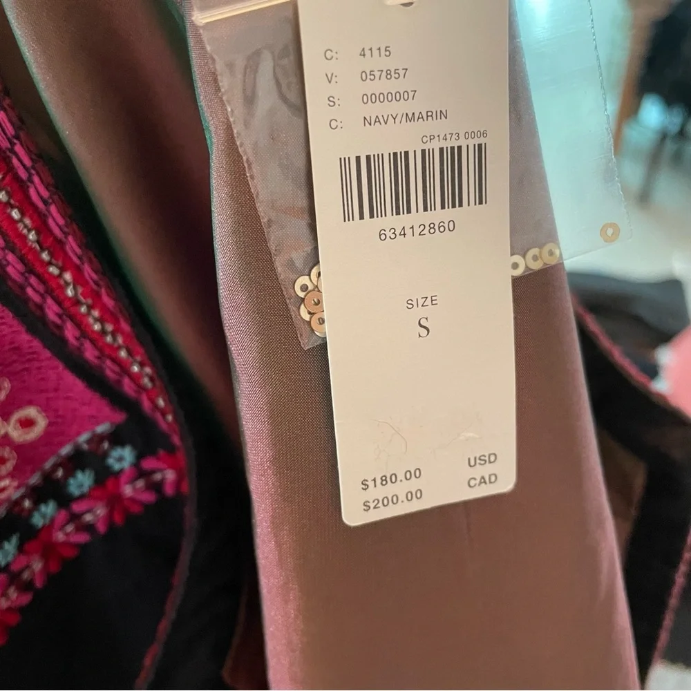 ANTHROPOLOGIE NEW Navy Embroidered Jacket Wrap with beads and sequins! New! - Picture 9 of 10